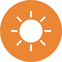 Icon Sonne auf orangenem Grund